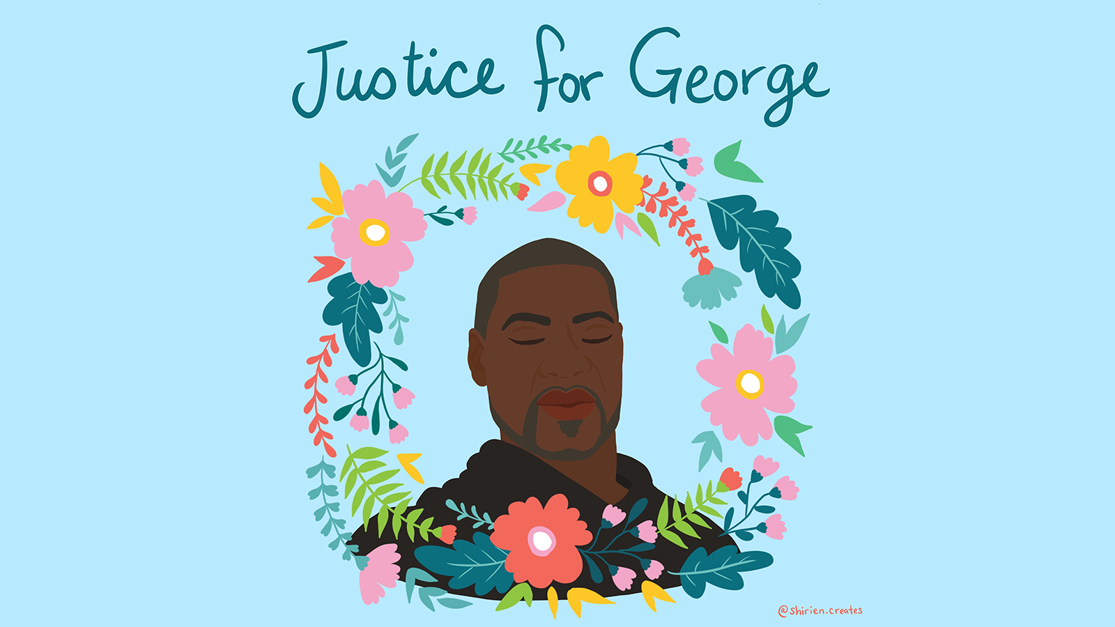 art of Georger Floyd with Justice For George phrase